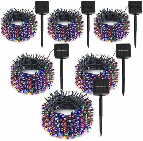SyouHome Solar String Lights Outdoor, 6 Pack 600 LED Solar Christmas Lights