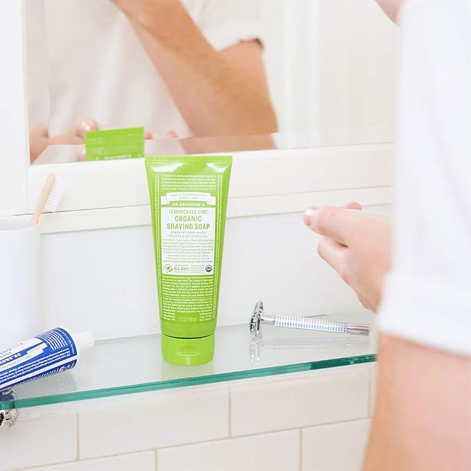 Dr. Bronner's Organic Shaving Soap– 3 Pack Variety, 7oz (Lavender, Tea Tree, Lemongrass)– Moisturizing Shave Soap for Men & Women– Certified Organic Sugar & Shikakai– For Face, Underarms & Legs