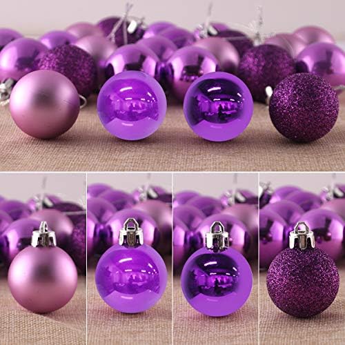 Iris Purple 3.2" Large Christmas Balls - Christmas Tree Decoration Ornaments Shatterproof Hanging Balls for Birthday Halloween Holiday Wedding Decorations Set of 24pcs