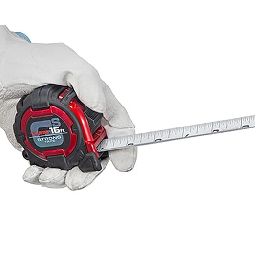 TAJIMA Tape Measure - 16 ft x 1 inch GS-Lock Measuring Tape with Shock Resistant Case & Acrylic Coated Blade - GS-16BW