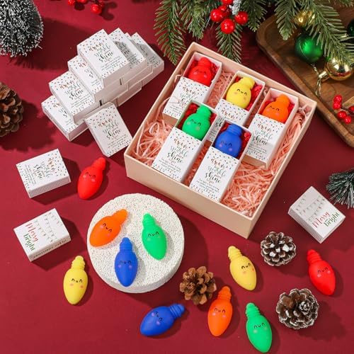 40 Sets Christmas Positive Gifts Light Bulb Party Favors with Boxes
