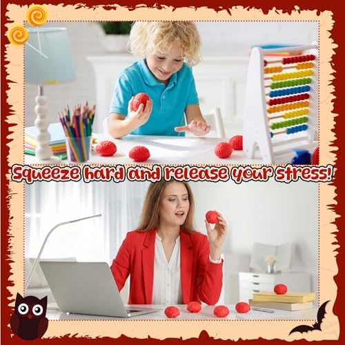 Skylety 100 Pcs Brain Balls Bulk Halloween Funny Toy, Red, Mini