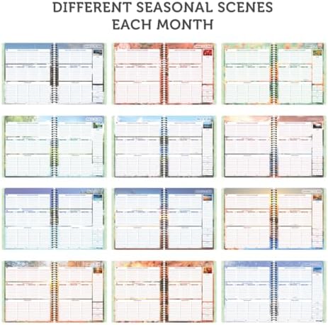Planner Pad Spiral Bound January-December 2026/ Calendar Year 6 3/4" x 8 1/2" Medium 3-Tier Funnel Down 12 Month Organizer, Seasonal Color Ink