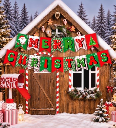 Christmas Decorations,Merry Christmas Banner,Xmas Decor for Home Fireplace