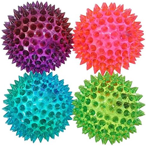 JA-RU Light Up Ball (4 Balls) Rubber Spiky Balls for Kids. Stress 699-4s