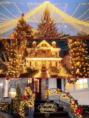 2 Pack 400 LED Christmas Lights 13 Modes Extendable Christmas Tree Lights
