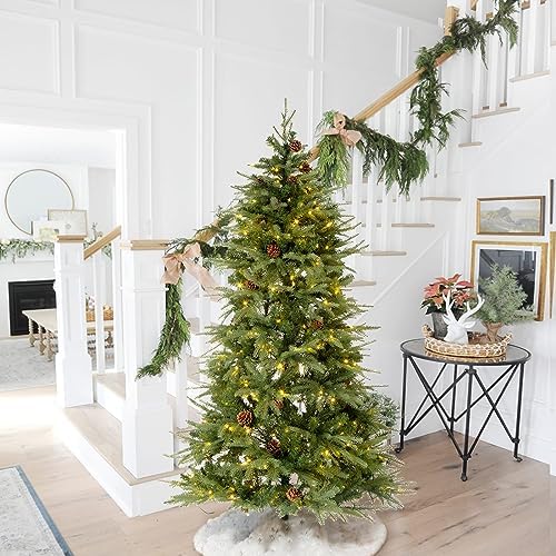 Glitzhome 6ft Pre-Lit Green Fir Artificial Holiday Christmas Tree with 350 LED Lights, 9 Functional Warm White/Multi-Color, Remote Controller, Ideal for Home, Office, Party Decoration