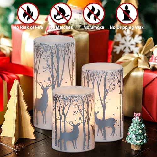 Silver Deer Flameless Candles Battery Operated with 6 Hour Timer