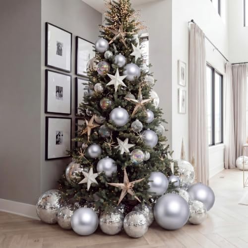 Threan 10 Inch Silver Matte Large Christmas Ball Ornament