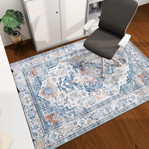 chakme Office Chair Mat for Hardwood Floor, 60"x45" Easy Glide Computer Desk Mat Protector for Rolling Chair Under Desk Rug Nonslip Backing, Machine Wash, (Boho)