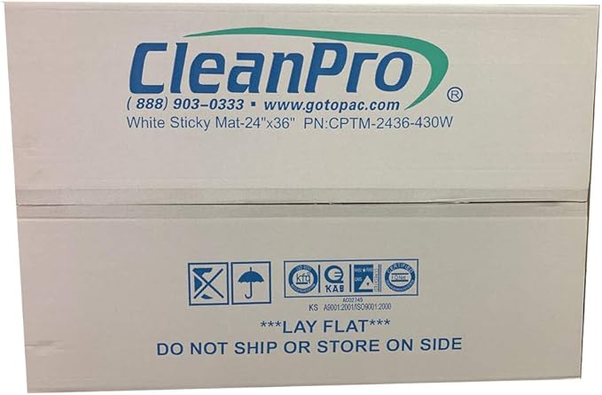 Disposable Cleanroom Adhesive Sticky Floor Mats, 24" x 36", Tacky Peel‑Off Mats, 30 Sheets, 4‑Pack, White