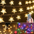 Star String Lights Plug in - 33 ft 100 LED Star Fairy String Lights with Remote and Timer, Waterproof for Bedroom Porch Wedding Party Patio Garden Tent Indoor Outdoor Décor, Warm White, Multicolor