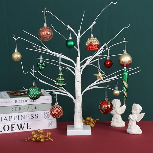 124Ct Red Green and Gold Christmas Ornaments Set, Luxury Shatterproof Assorted Christmas Decorations for Xmas Tree Snowflake Icicle House Ball Ornaments Baubles for Holiday Decor（Red Green Gold）