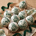 Outus 16pcs Green Vintage Toile De Jouy Christmas Ball Tree Ornaments