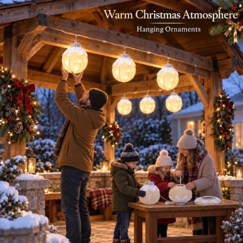 Christmas Light Balls Outdoor, Lighted Hanging Ornaments, Beige