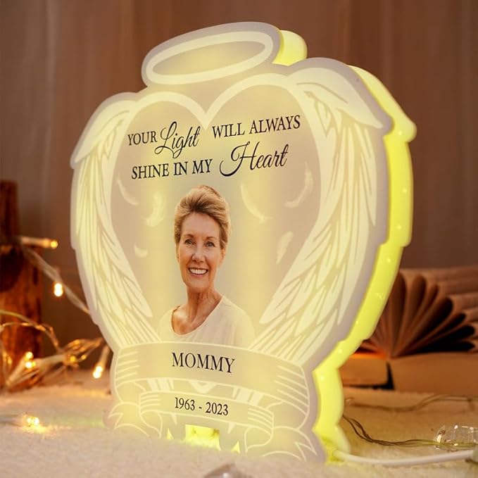 WANDER PRINTS Personalized Custom Shaped Photo Light Box - Memorial Keepsake, Father’s Day Remembrance Gift Idea, LED Night Light, Sympathy Tribute Decor - Custom Photo Always Shine In My Heart