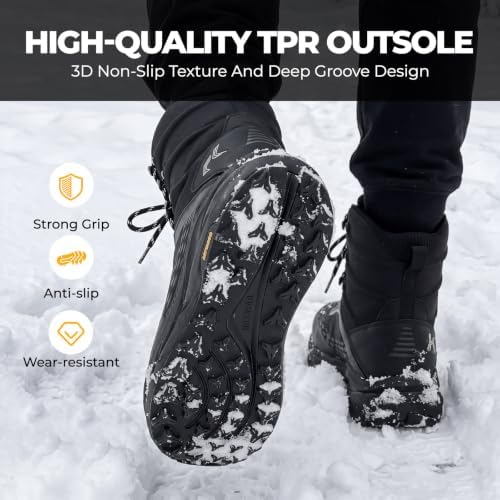 Men's Winter Boots Insulated Warm Lined Wide Toe Box Snow Boots