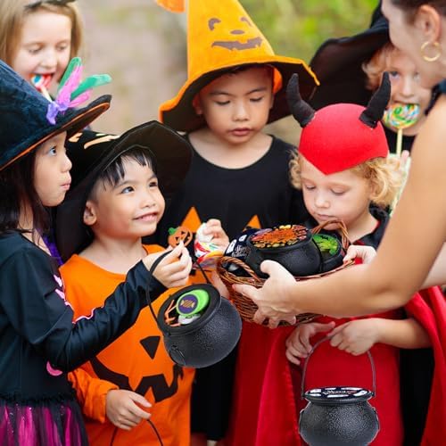 Shemira 384 PCS Halloween Party Favors Bulk for Kids, 48 Pack Prefilled Witch Cauldrons with Halloween Toys, Halloween Goodie Bag Fillers, Halloween Party Supplies, Halloween Miniatures Novelty Toys