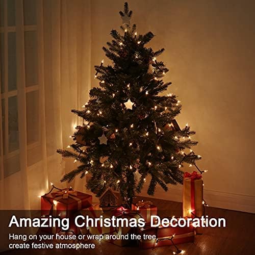 BrizLabs Christmas Lights, 300 Count Warm White Incandescent Light 69.6 ft