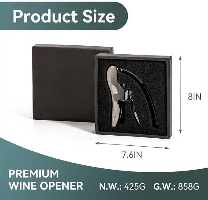 Rabbit Wine Opener, Easy Lever Corkscrew Gift Set | Zinc Alloy Rabbit Corkscrew Opens Bottles In Seconds, Arthritic Hands Friendly, Includes Foil Cutter And Extra Spiral