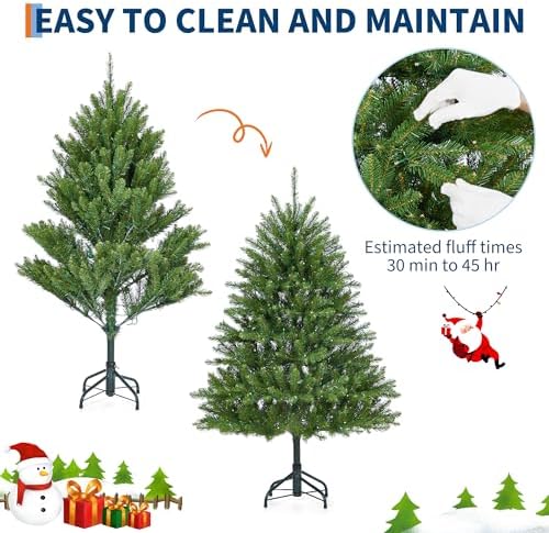 6ft Pre-Lit Artificial Spruce Christmas Tree with 450 Dual-Color LEDs, 1600 Thickened Branch Tips & 2 Lighting Modes, Easy Setup Automatic Branches for Home, Office & Party