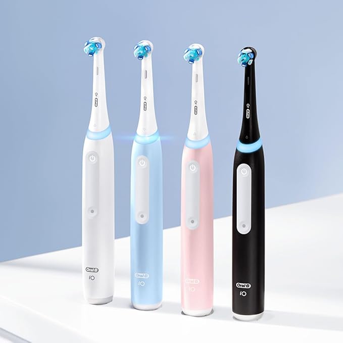 Oral-B Rechargeable Electric Toothbrush, iO3 Limited Deep Clean, 3 Cleaning Modes, Visual Pressure Sensor to Protect Gums, 2 Brush Heads, Travel Case, Azalea Pink