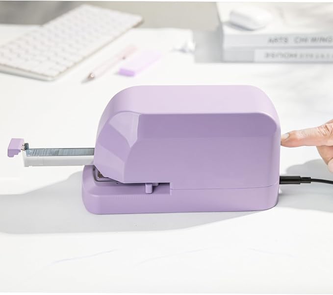 Electric Stapler for Desk, 45 Sheet Capacity Automatic Stapler Desktop, Office Staplers Electric, AC Operated Staplers Heavy Duty Office Use with 1,000 Staples & Staple Remover, Purple