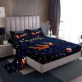 Bed Sheets Kids Boys Sled Car Sheet Set 3 Pcs Child Santa Claus and Elk Sheets Set + Deep Pocket Fitted Sheets + Snowing Flat Sheet 1 Pillow Sham,Twin Size