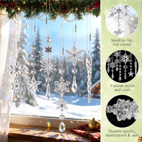 Crystal Ornaments for Christmas Tree Winter Wonderland Decorations