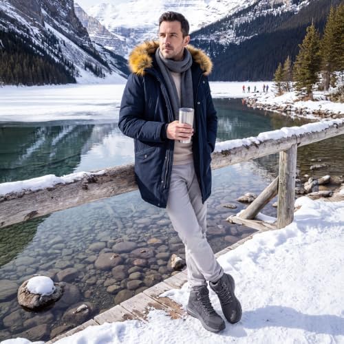 FitVille Extra Wide Winter Boots for Men, Water Repellent Snow Boots