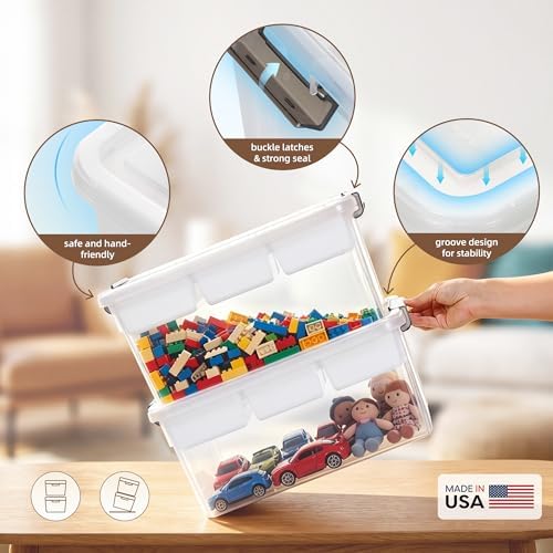 Citylife 17QT Clear Craft Organizers and Storage Box with Removable Tray