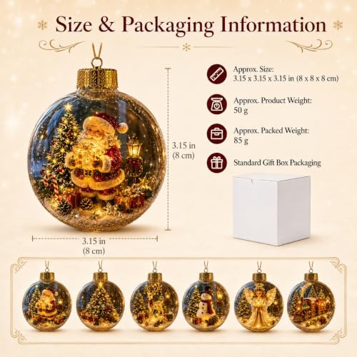 Glowing Christmas Story Ornament, Light Up Clear Ball for Christmas Tree