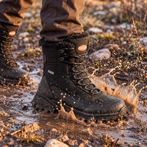 SHULOOK Men's Waterproof Winter Snow Boots: Insulated Warm Lined