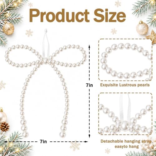 DIYDEC 18PCS Large Christmas Pearl Bow Ornament 7in Tree Hanging Decor