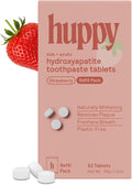 Huppy Toothpaste Tablets, Nano Hydroxyapatite, Fluoride Free and Plastic Free, Natural Whitening, Remineralizing, SLS Free, Bulk Supply, Strawberry Flavor (248 Count)