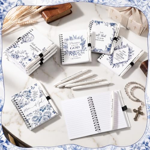 Gueevin 72 Pcs/36 Set Inspirational Notebook Pen Gifts Bulk, Blue Christian