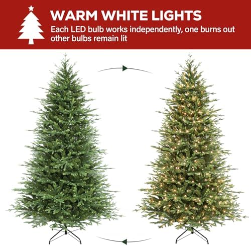 Hykolity 7.5 ft Prelit Christmas Tree with Realistic PE Foliage