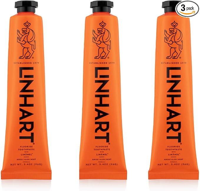 LINHART Toothpaste - Enamel Care, Gentle Formula for Sensitive & Normal Teeth, Supports Healthy Gums and Fresh Breath, Portable On-the-Go Oral Care 3.4 Ounce (Pack of 3) Mint Flavor