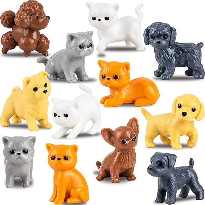 Entervending Tiny Dog and Cat Figurines for Kids - Small Animals Toys in Bulk - Little Pet Toys - Tiny Plastic Toys for Kids Classroom Prizes - 25 Pcs - Easter Gifts for Kids