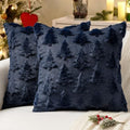 MIULEE Christmas Throw Pillow Covers Navy Blue Christmas Decorations Set of 2 Xmas Tree 18x18 Pillow Covers Soft Plush Faux Wool Pillowcases Holiday Festivals Winter Home Decor Sofa Couch Bed Porch