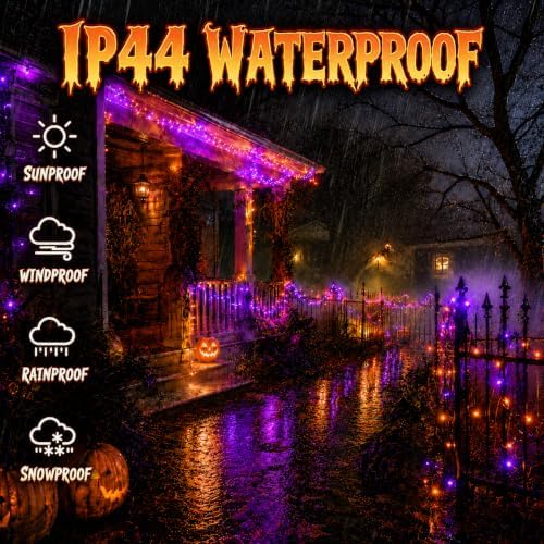 2 Pack 200 LED Battery Operated Halloween Lights, String Lights Green Wire