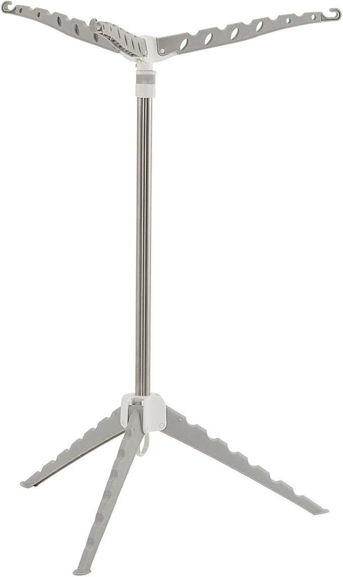 Household Essentials Grey 5006-1 Simple Indoor Tripod Clothes Drying Rack with Carrying Handle for Laundry, Small