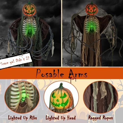 Tangkula 6 FT Halloween Animatronics Standing Pumpkin Scarecrow Decorations