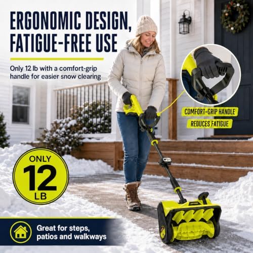 40V Brushless Cordless Snow Shovel, 13Inch Electric Snow Blower with 3 * 4.0 Ah Battery and Charger, Battery Powered Snow Removal with 25FT Throw Distance for Driveway,Steps, Patio, Sidewalk