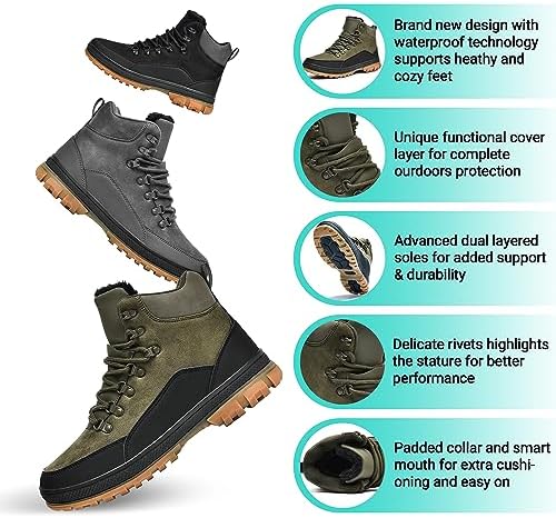 Wondamo Men's Snow Boots Lightweight Waterproof Winter Cold Weather Shoes