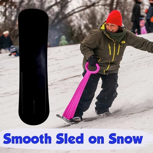 Slippery Racer Kid's Lightweight Compact Foldable Cold Resistant Downhill Outdoor Winter Ski Scooter Snow Sled for Children 4 Years and Up (Pink, 2)