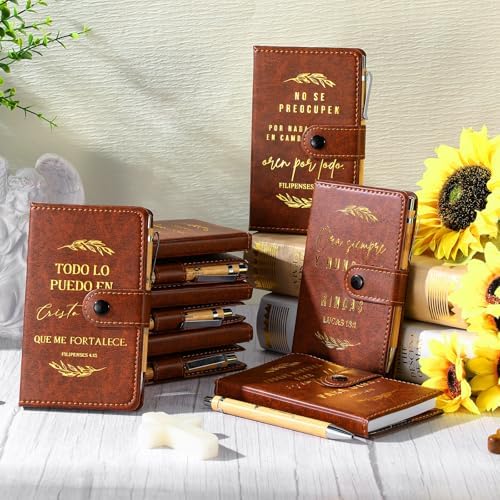 Spakon 20 Pcs Christian Prayer Journals with Pens, Spanish Leaves