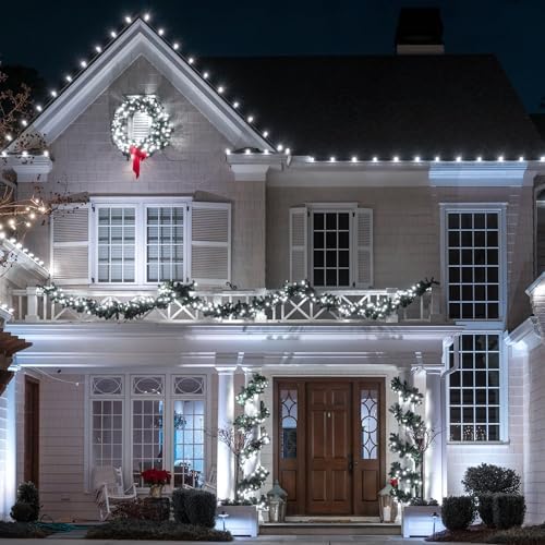 164Ft 500 LED White Christmas Lights, Waterproof 8 Twinkle with Memory Functions Christmas Tree Lights for Indoor Outdoor Christmas Tree Garden Decoration (164FT, White)