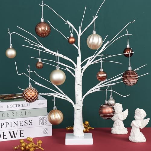 100Pcs Christmas Ball Ornaments Set, Assorted Shatterproof Christmas Ornament, Christmas Tree Theme Hanging Decoration for Xmas Holiday/Party/Wedding (Gold and Brown)