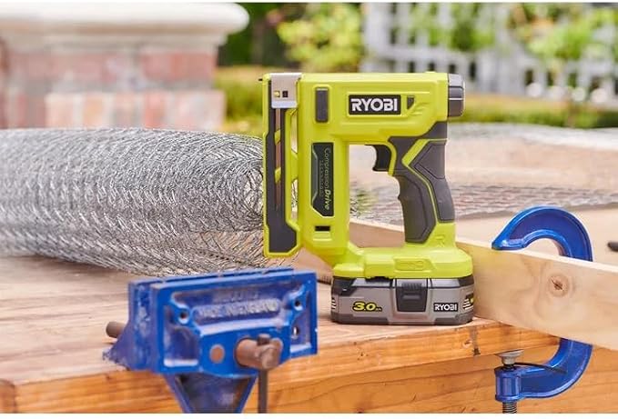 Ryobi 18-Volt ONE+ Cordless Compression Drive 3/8 in. Crown Stapler (Tool Only) P317 | Battery and Charger Sold Separately